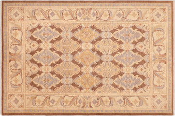 handmade Transitional Kafkaz Chobi Ziegler Brown Beige Hand Knotted RECTANGLE 100% WOOL area rug 6 x 9